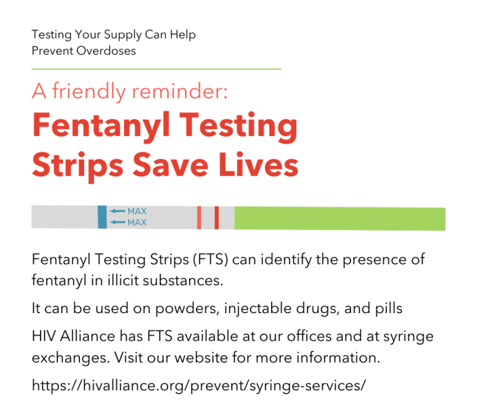 graphic of fentanyl testing strip for a harm Reduction effort